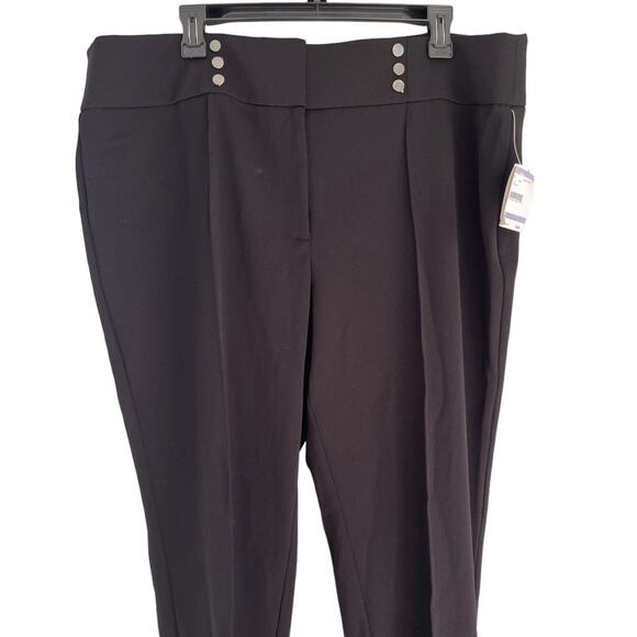 Kasper Black Dress Pants Womens Button Detail Stretch Seam Ankle Crop PLUS 16&18 - Picture 11 of 12